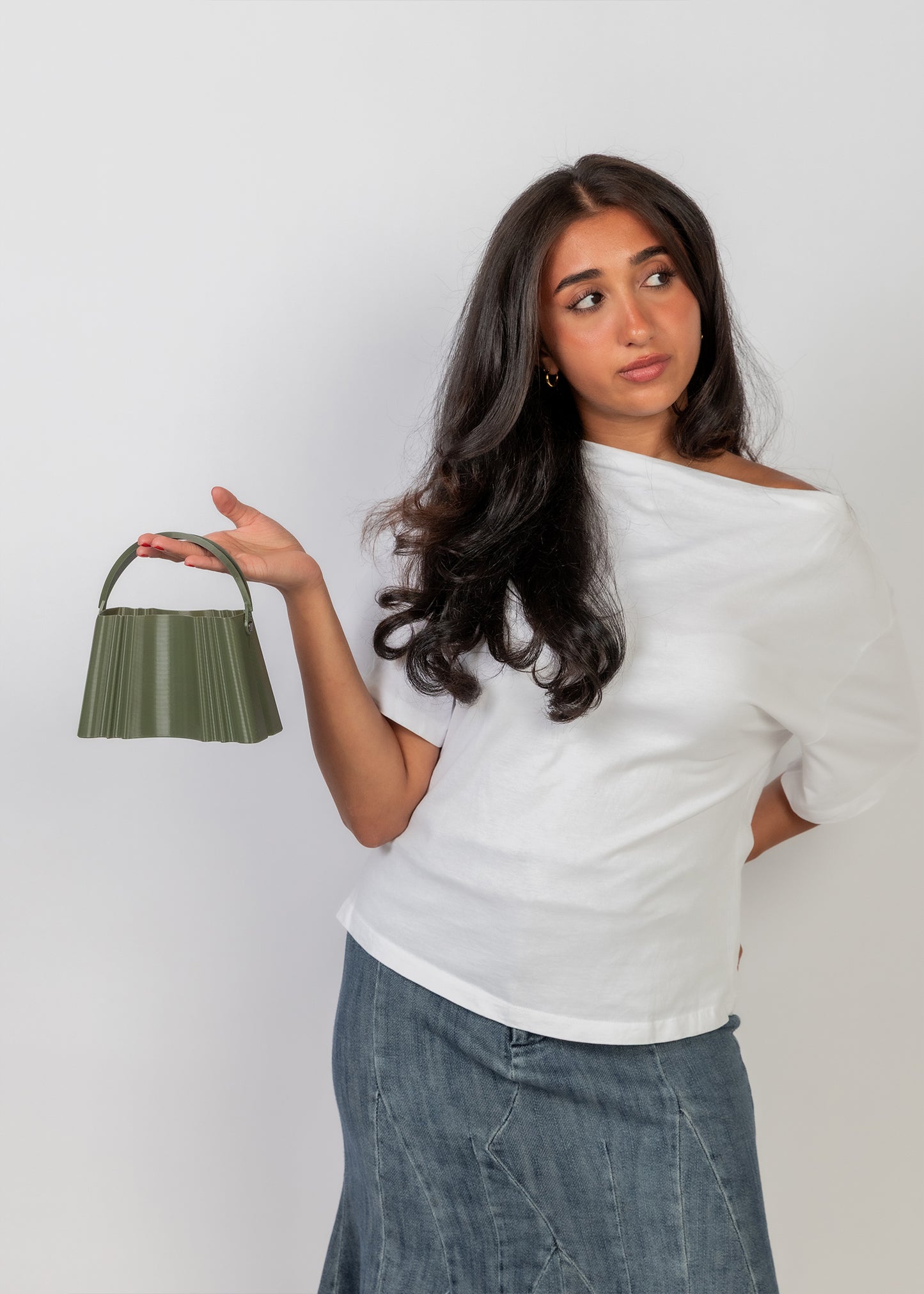 Olive Green Silk Clutch